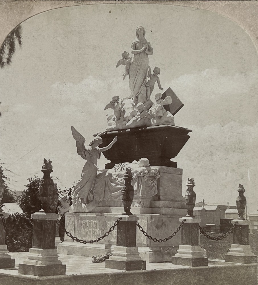 Guatemala City Cemetery Grave Memorial 1902 Photo Stereo Vintage