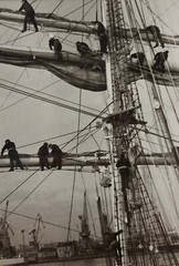 Sailboat “Tovarishch” in Odesa Seaport Photo, Black and White Vintage Photo