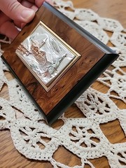 Miniature 3D Art Work Of A House In A Mountainous Scene W/silver & Gold Accents.