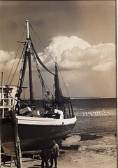 John W Gregory Signed Sepia Photo Provincetown Fishing Boat 4 1/2 x 6 1/4 Framed