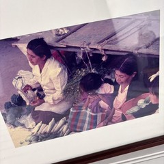 Vintage Market Scene Framed Art Photo – Cultural People & Produce Photograph
