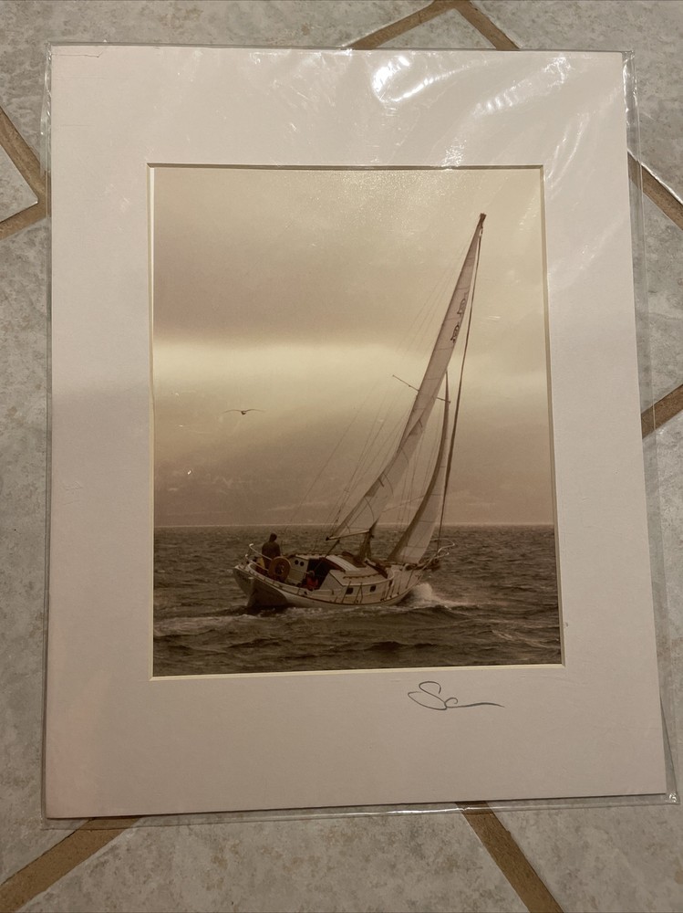 Original Bo Svensson Photographic Print California Sailboat Blue Gray 14 x 11