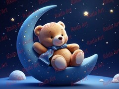 Digital Picture Image Art Ai Photo Wallpaper Background Desktop Teddy Bear Moon