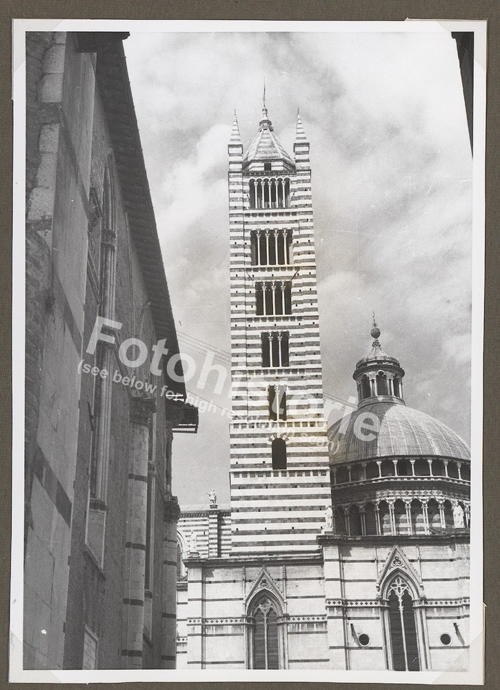 Photo Siena Italy 1950s Cathedral Tower Campanile Architecture