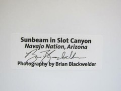 Sunbeam in Slot Canyon Navajo AZ 8×10 Photograph signed Brian Blackwelder – #70