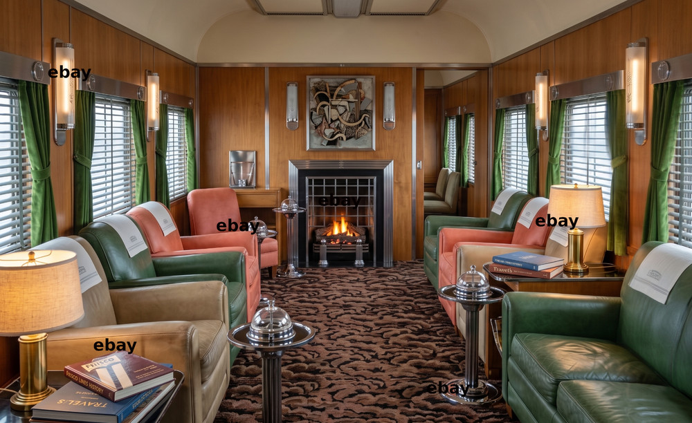 Photo Art Print Frisco Lounge Car w Fireplace on the Kansas City-Florida Special