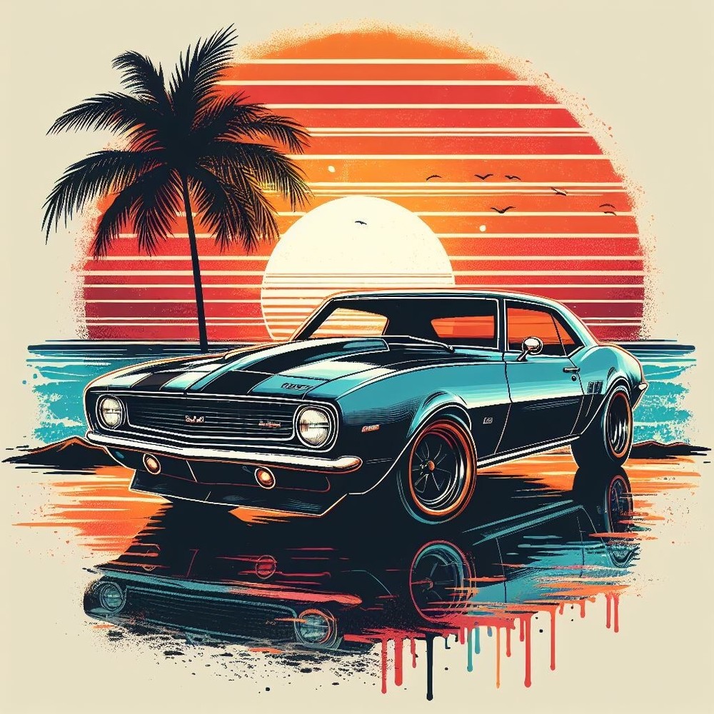 Digital Image Photo Wallpaper Background Background Desktop AI Art Classic Car 1
