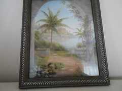 Vivian Flasch Palm Trees & Beach Scenes With Beautiful Silver Decorative Frame