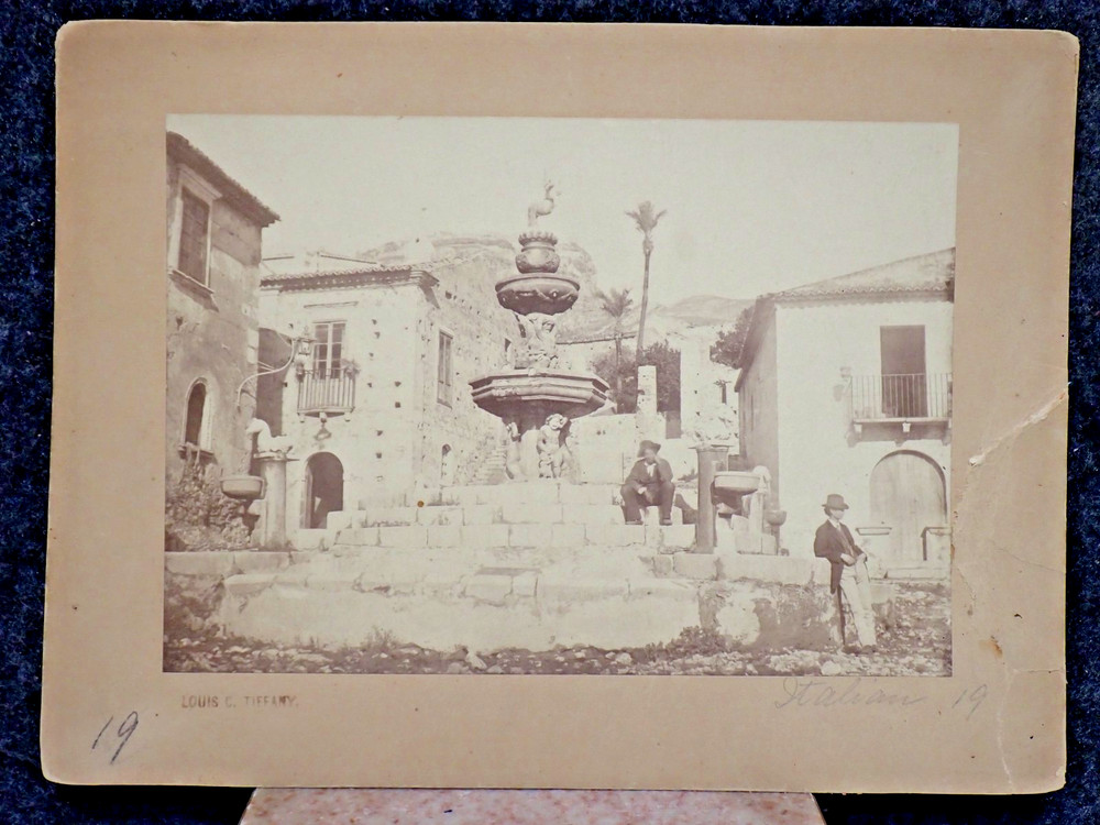 Antique Taormina Sicily Photo Fontana del Duomo Louis C Tiffany Collection Stamp