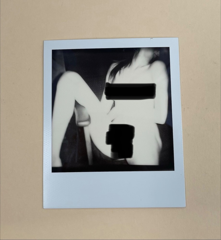 Polaroid Instant Photo Black and White – Female Nude, Portrait Alignment