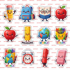 Stickers for Kids | Cute 3D Cartoon [Theme] Sticker Sheet | Digital 4k Download