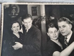 Original photo pretty women, flag GDR, Probstzella 1954 (2)