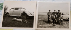 2x Photo Men Hunter 1963 Hunting VW Beetle Deer Wild Car Passenger Car Vintage Model