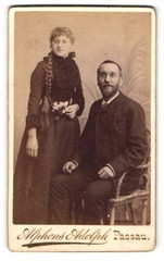 Photograph Alhons Adolph, Passau, father and daughter with braided braid and Z