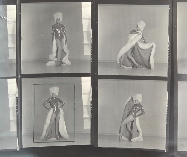 NEWLY FOUND! Hendrickson PHOTO Contact Sheet Proof JULIET PROWSE POSING FUR HAT