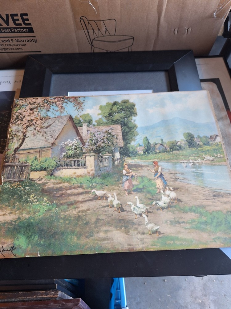 Vintage Villiage Print, 16×12, People, Nature