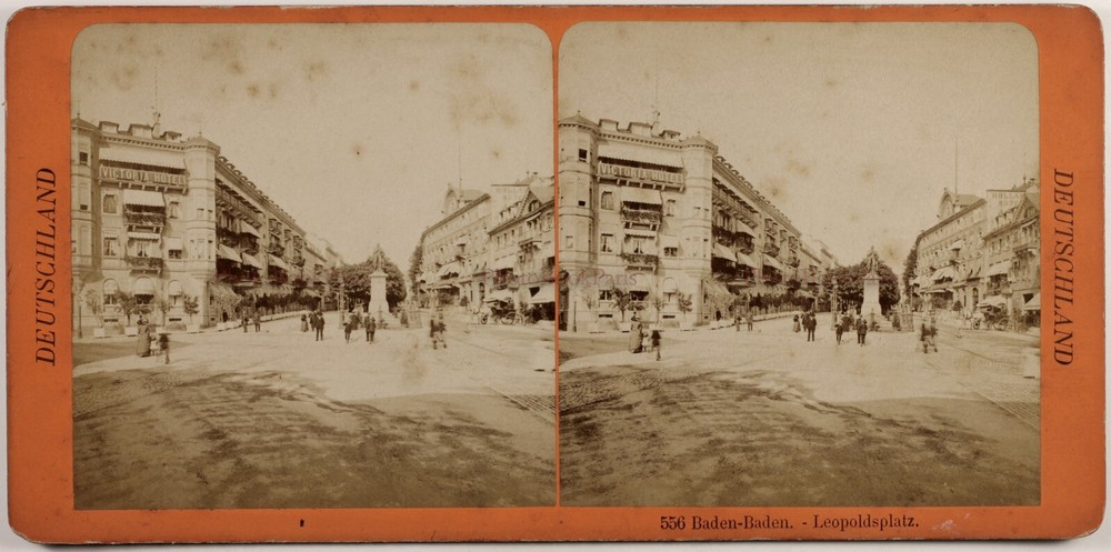 Germany Baden-Baden Leopoldsplatz Photo Stereo Vintage Album C1875