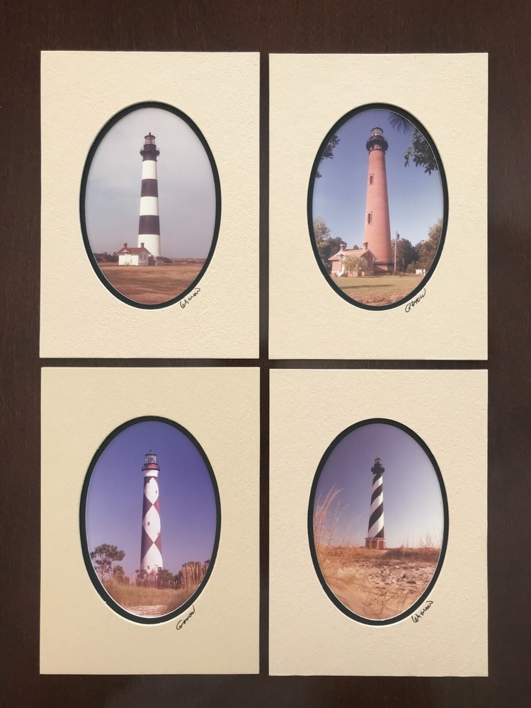 Set of 4 North Carolina Lighthouse Photos signed by Barry Gamow photographer Art
