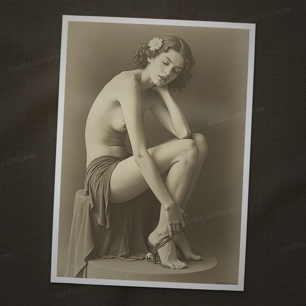 Vintage SW Photo Print Female Nude Pin Up High Heels Portrait 1930 10×15 z[o1rewn]