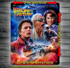 Back to the Future 80s Marty – Doc Brown – DeLorean Metal Sign Art 14″ x 11″