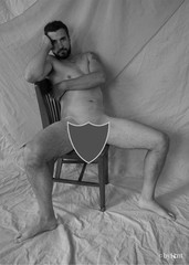 Nude male art model photographic prints, 1 color, 3 greyscale 5×7″