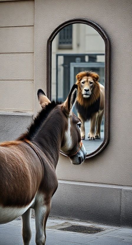 Donkey to Lion AI Art Print Motivational Wall Art Self Belief Digital Download