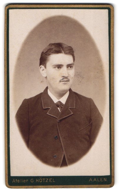 Photograph G. Hötzel, Aalen, portrait of a young man with moustache