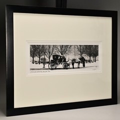 RICHARD CALVO Original Vintage Signed Central Park NY Horse Carriage Photograph