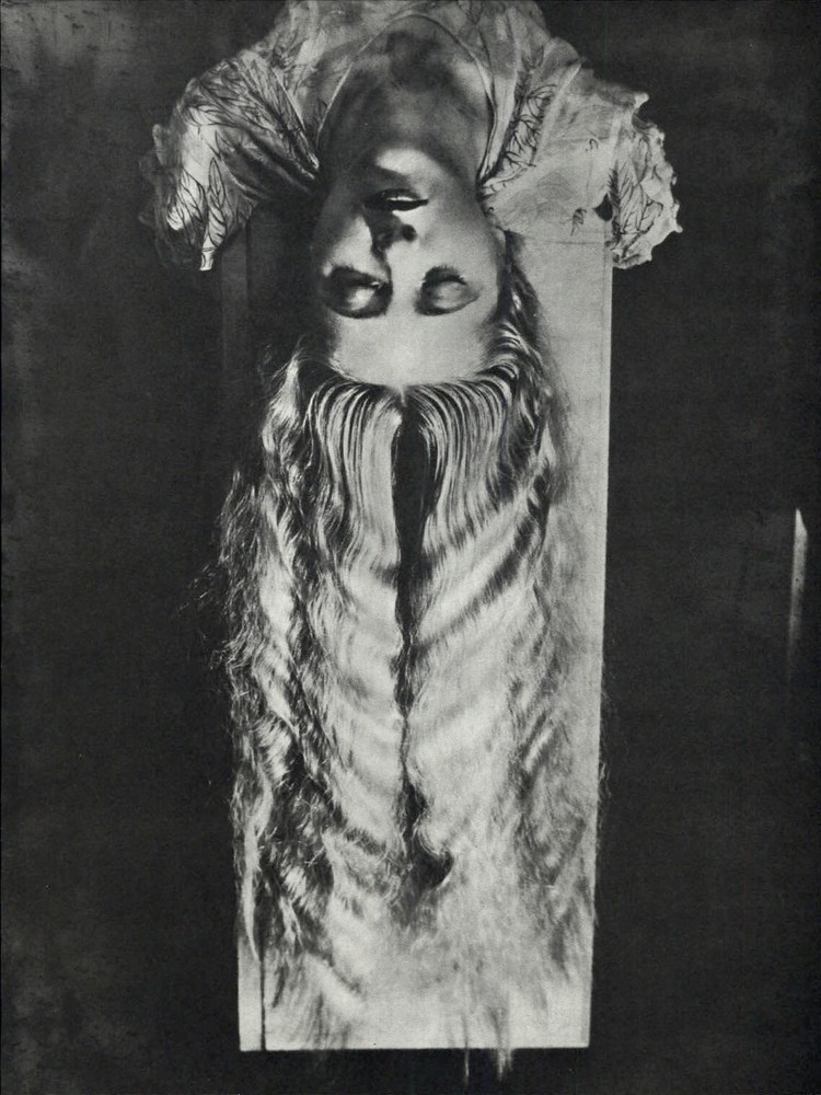 1975 Man Ray Female Long Wavy Flowing Hair Surreal Portrait Art Photo Gravure