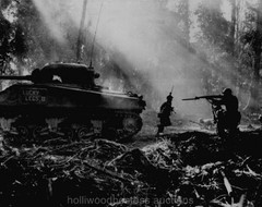 WWII American Tanks Infantryman on Bougainville 1944 Photo Reprint Enhanced
