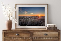 Western Photography Print – Picture of Sunset Over Badlands in South Dakota