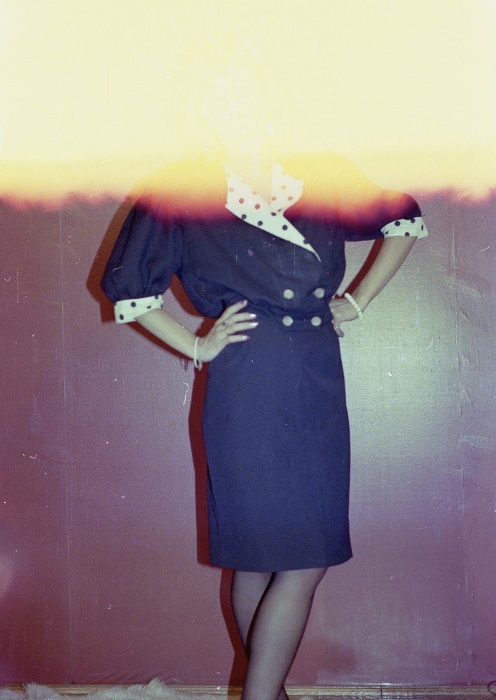 MISTAKE, first frame on film roll, elegant woman, in home made studio, unusual,