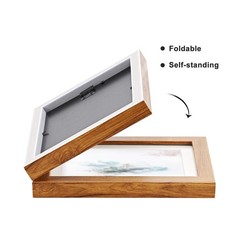Double Hinged 4×4 Picture Frame with Real Glass-Tabletop or Wall Mounted, Dis…
