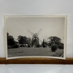 Vintage Dutch Windmill Photograph Black White Farmhouse Art Print