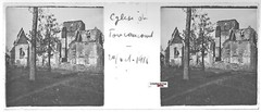 Foucaucourt Church, Vintage Black And White Stereo Glass Plate 4.5×10.7 Cm