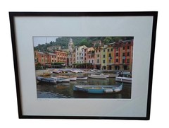 Signed Peter Tomlinson Portofino Italy Photograph Framed Harbor Scene Print
