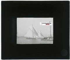 Yokohama, Japan, Boats, Photo Glass Plate, Black & White, Positive 8.5×10 Cm