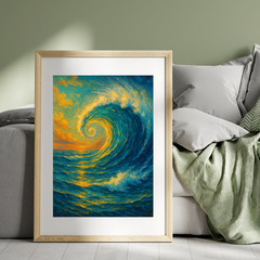 Digital Image Picture Photo Wallpaper Printable AI Swirling Ocean Wave Painting