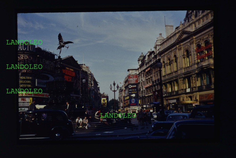 Slide Street Scene Picadilly Circus London 1961Advertising Taxi People