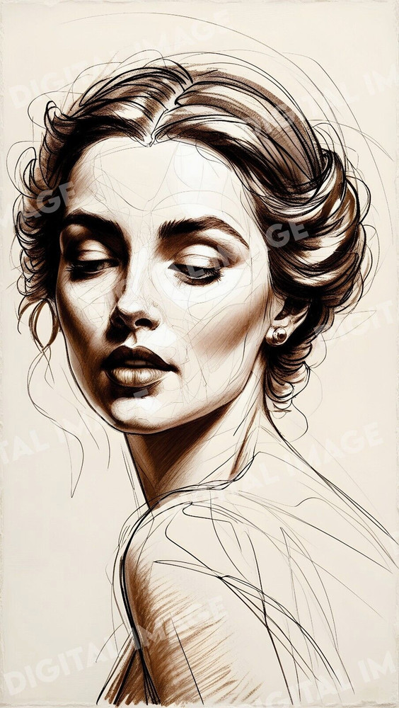 Digital Art Picture Image Photo Wallpaper Background Desktop AI – Woman Drawing