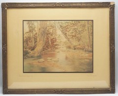 Antique Fred Thompson Woodland Symphony Hand Tinted Photograph Framed