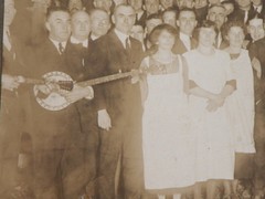 Vtg 1920s 30s B&W Sepia Photograph Family Portrait Banjo Accordion Utica NY Band