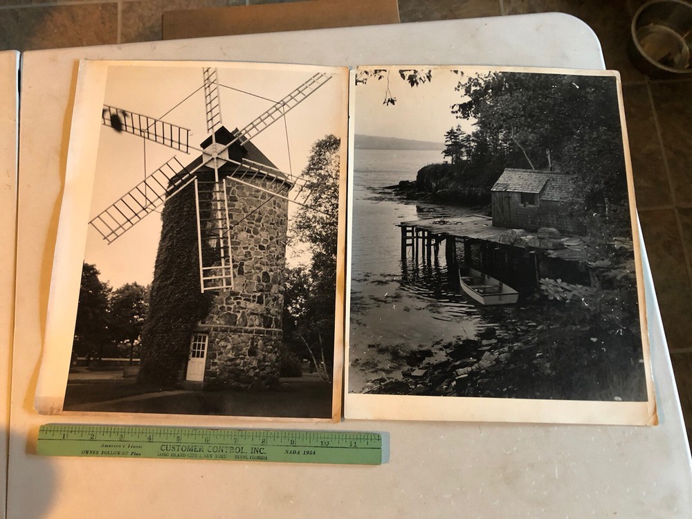 3 Large Vtg Professional Black & White Photo Sailboats Windmill Lobster Shacks