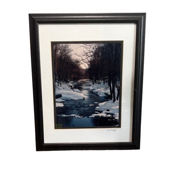 Winter Nature Landscape Scene Signed Photograph Artwork by Sam Pathi Framed