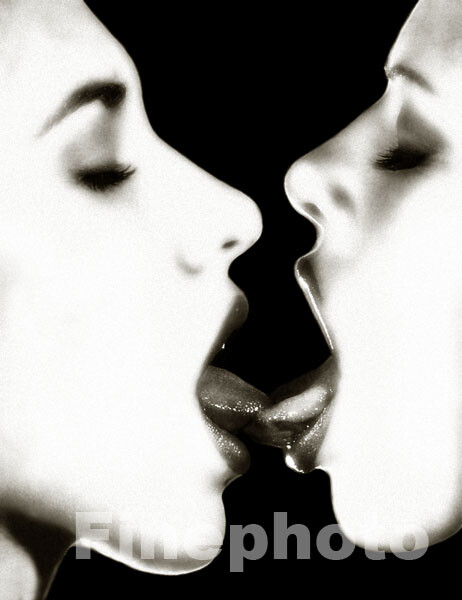 ORIGINAL Signed SURREAL FEMALE KISS Photograph Lesbian Bi Art By KELLY WRIGHT