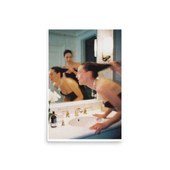 Vintage Fashion Poster Woman Bathroom Mirror Makeup Print