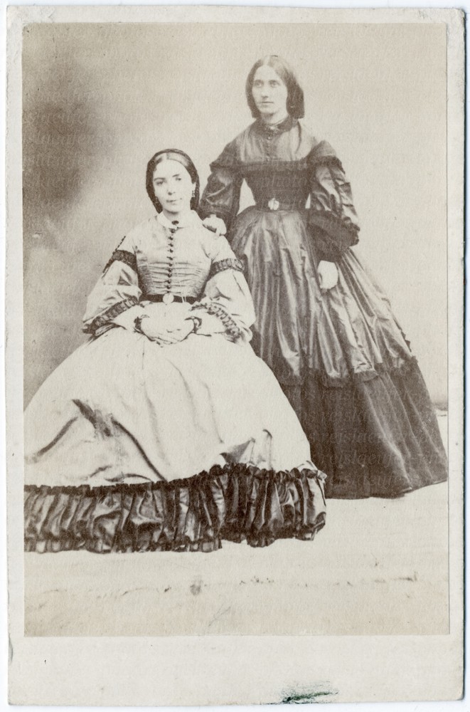 Ladies In Gorgeous Dresses, Early Original CdV Circa 1865