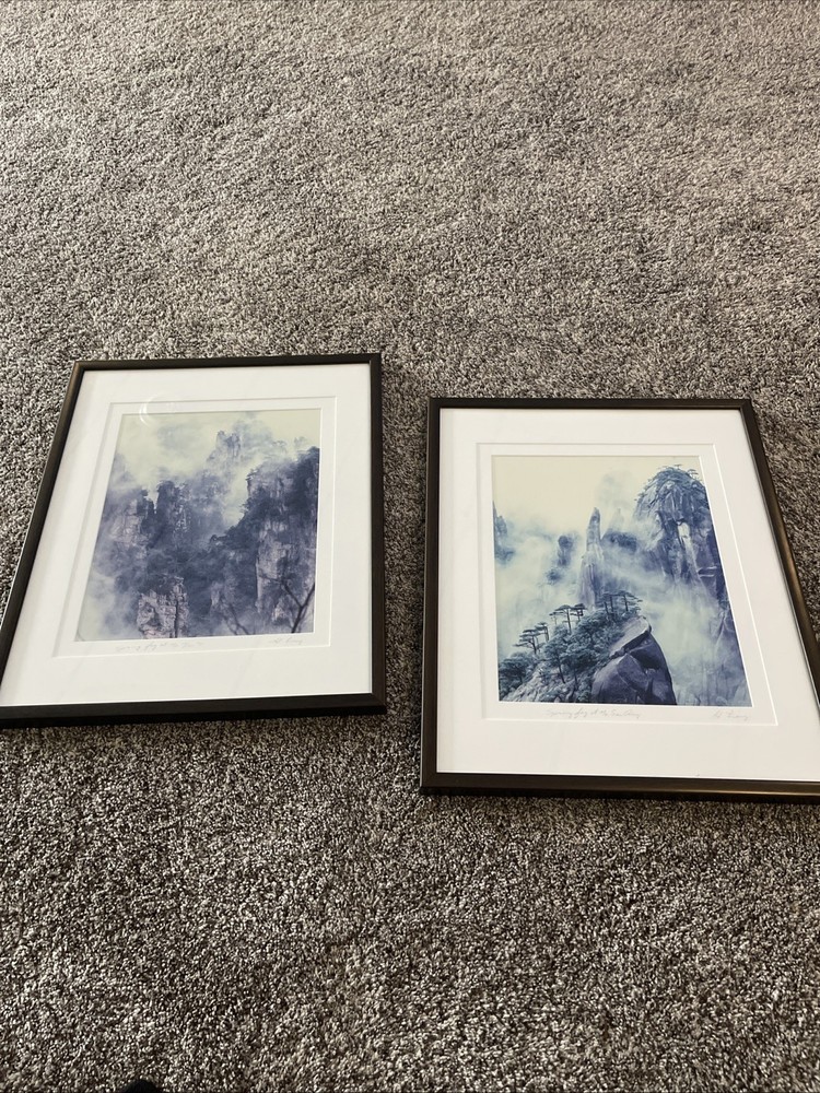 (Two) Keith Guo Ji Liang Framed Photograph, Mt. Tian Zi And San Qing, Signed