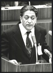 Photograph of Romesh Chandra, President of the World Peace Council, at the…