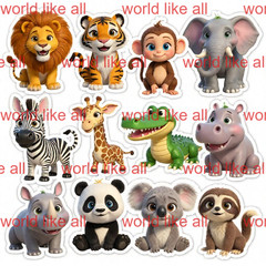 Printable Digital Stickers | Cute Cartoon Kids Sticker Bundle | 4K